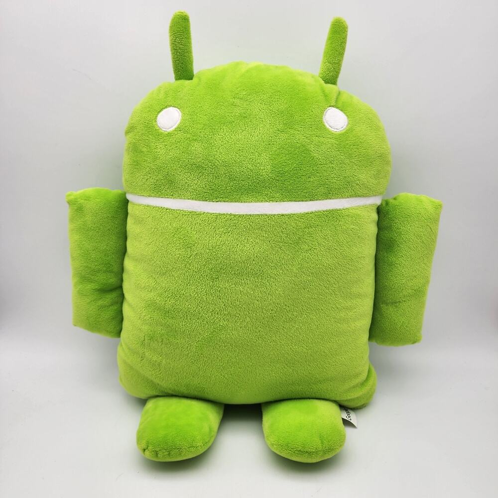 Google Android Green Robot Bugdroid Plush 18” Original Flat Design Mascot Retro